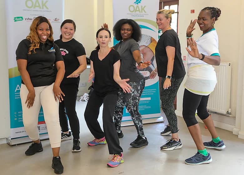 Parent carers taking part in an OAKonsult Zumba wellbeing session